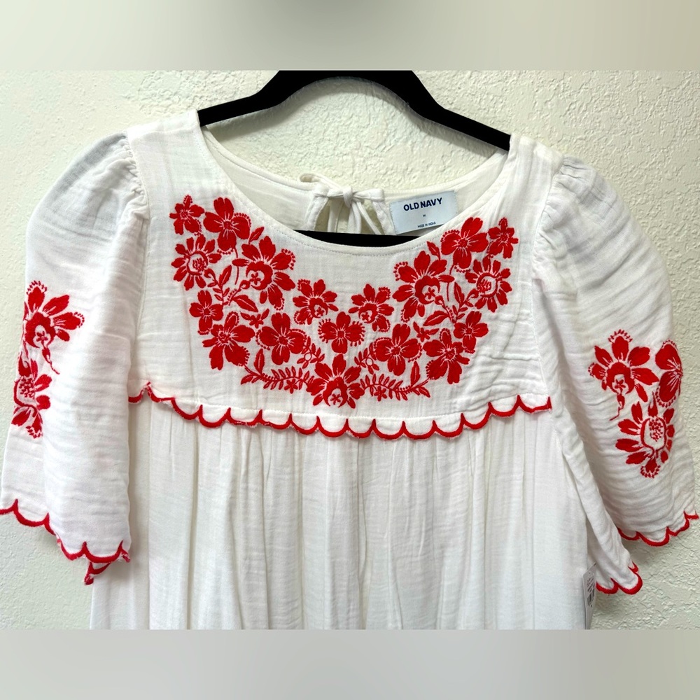 NWT Old Navy White Maxi Dress w/ Red Sz M